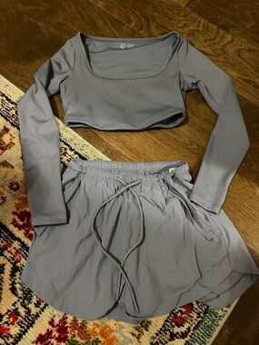 Women's Light Blue Elastic Waist Shorts